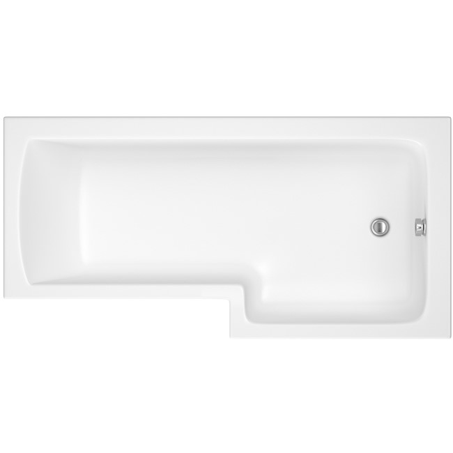 Grade A2 - L Shape Shower Bath Left Hand with Front Panel & Brushed Brass Screen 1500 x 850mm - Lomax