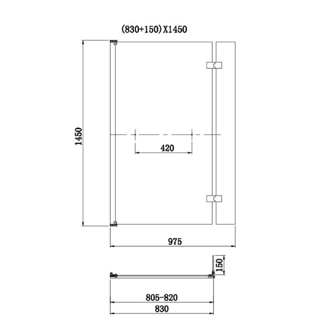 Grade A2 - L Shape Shower Bath Left Hand with Front Panel & Brushed Brass Screen 1500 x 850mm - Lomax