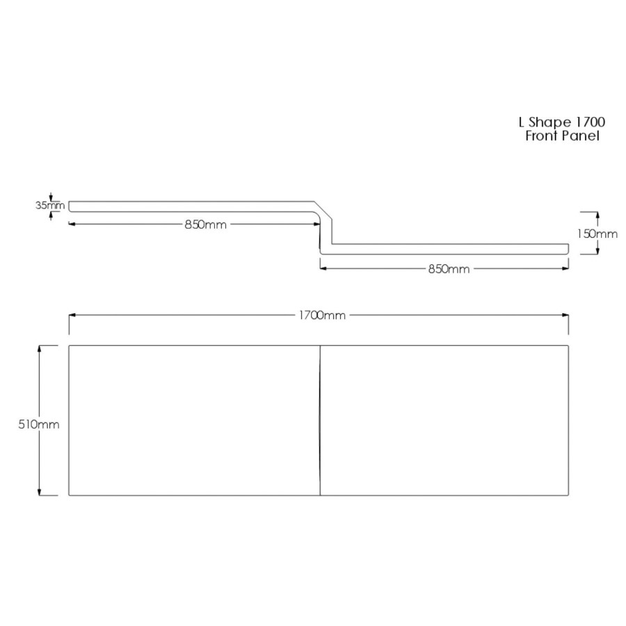 L Shape Shower Bath Left Hand with Front Panel & Brushed Brass Screen 1500 x 850mm - Lomax