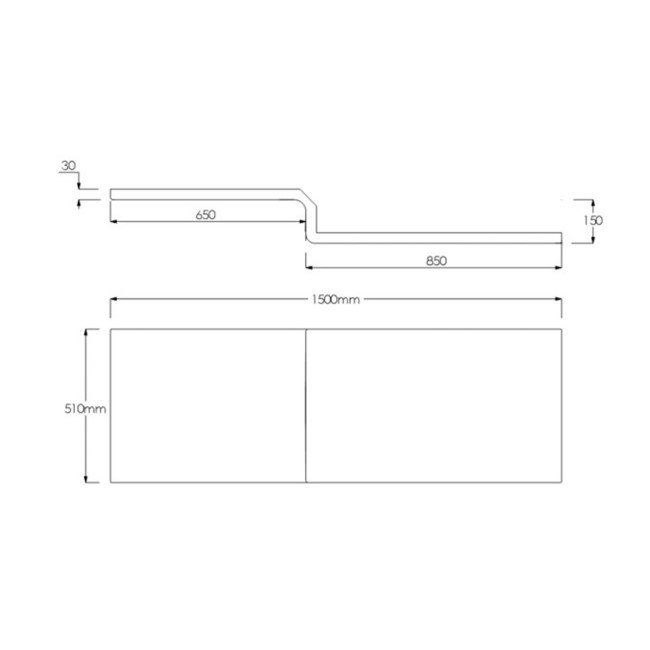 1500mm L Shaped Acrylic Bath Front Panel - Lomax