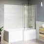 Lomax 1500 x 850 L Shaped Shower Bath Right Hand with Front Panel and 1450mm Chrome Bath Screen with Towel Rail