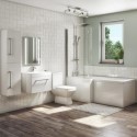 BUN/BeBa_24890/76858 1700mm L Shaped Bath Suite with 600mm Wall Hung Vanity Unit with Basin & Toilet - Left Hand - Ashford