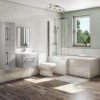 1700mm L Shaped Bath Suite with 600mm Wall Hung Vanity Unit with Basin &amp; Toilet Grey - Left Hand - Ashford
