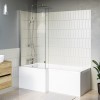 L Shape Shower Bath Left Hand with Front Panel &amp; Chrome Bath Screen 1700 x 850mm - Lomax