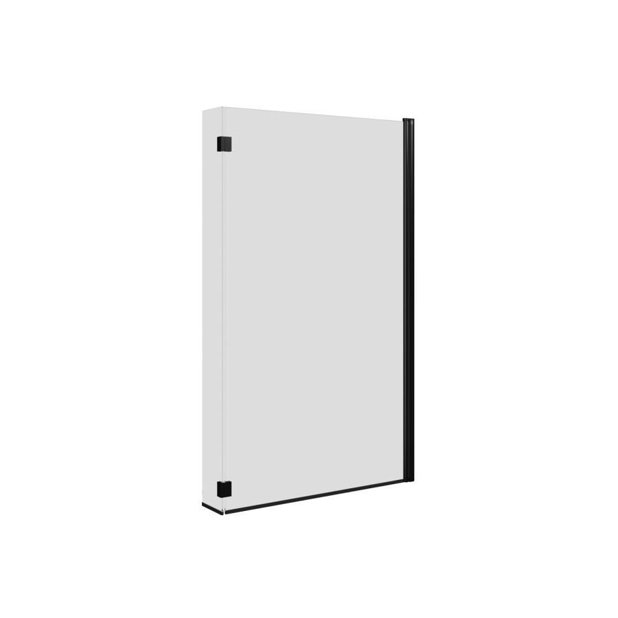 L Shaped Black Framed Shower Bath Screen 1450mm - Pluto