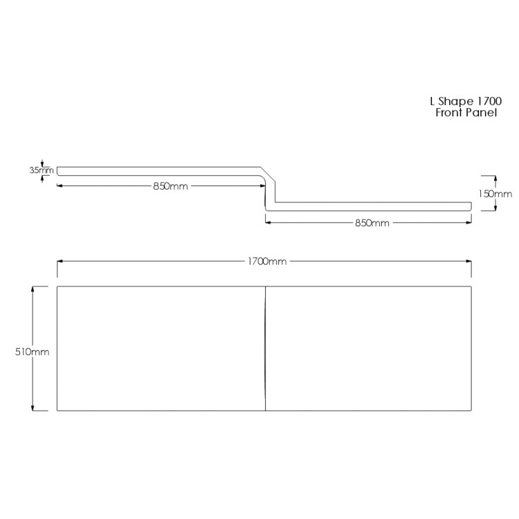 1700mm L Shaped Acrylic Bath Front Panel - Lomax