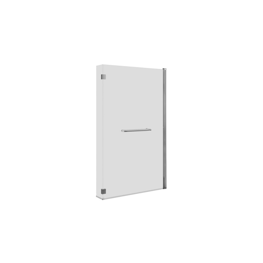 L Shape Shower Bath Left Hand with Front Panel & Chrome Bath Screen with Towel Rail 1700 x 850mm - Lomax