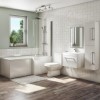 1700mm L Shaped Bath Suite with 600mm Wall Hung  Vanity Unit with Basin &amp; Toilet - Right Hand - Ashford