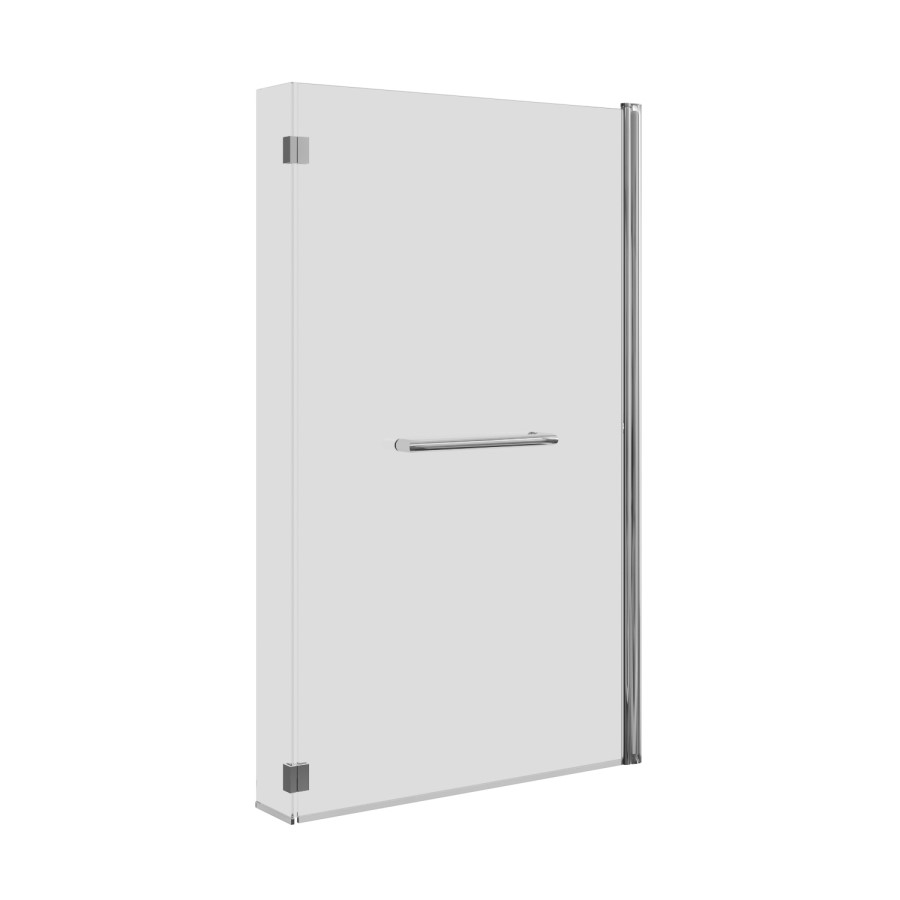 Pluto L Shape Chrome Bath Screen with Towel Rail 1450mm