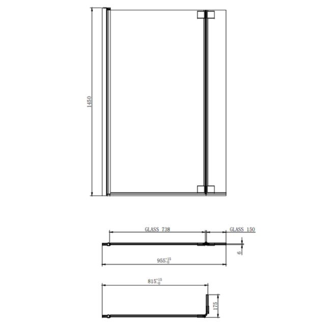 L Shape Shower Bath Right Hand with Front Panel & Brushed Brass Screen 1700 x 850mm - Lomax