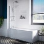 P Shape Shower Bath Left Hand with Front Panel & Chrome Bath Screen 1700 x 850mm - Portland
