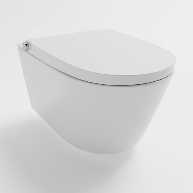 Wall Hung Smart Bidet Japanese Toilet & Geberit Frame Cistern and Chrome Flush Plate - Purificare