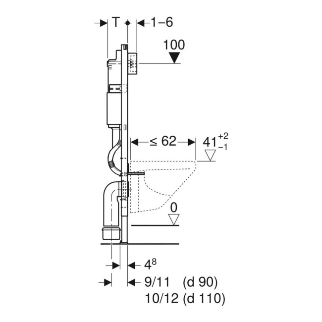 Wall Hung Smart Bidet Japanese Toilet & Geberit Frame Cistern and Chrome Flush Plate - Purificare