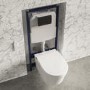 Wall Hung Smart Bidet Japanese Toilet & 1160mm Frame Cistern and Black Pneumatic Flush Plate - Purificare