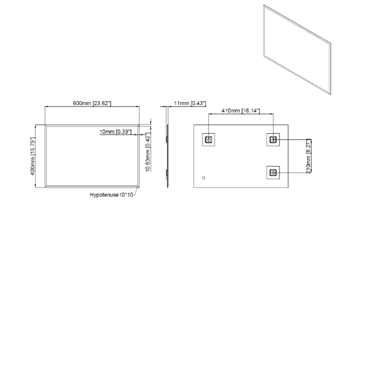 Rectangular Wall Mirror 40 x 60cm - Helios