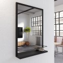 BUN/BeBa_24920/90945 Rectangular Black Mirror with Shelf - 50 x 70cm - Iona