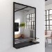 Rectangular Black Mirror with Shelf - 50 x 70cm - Iona