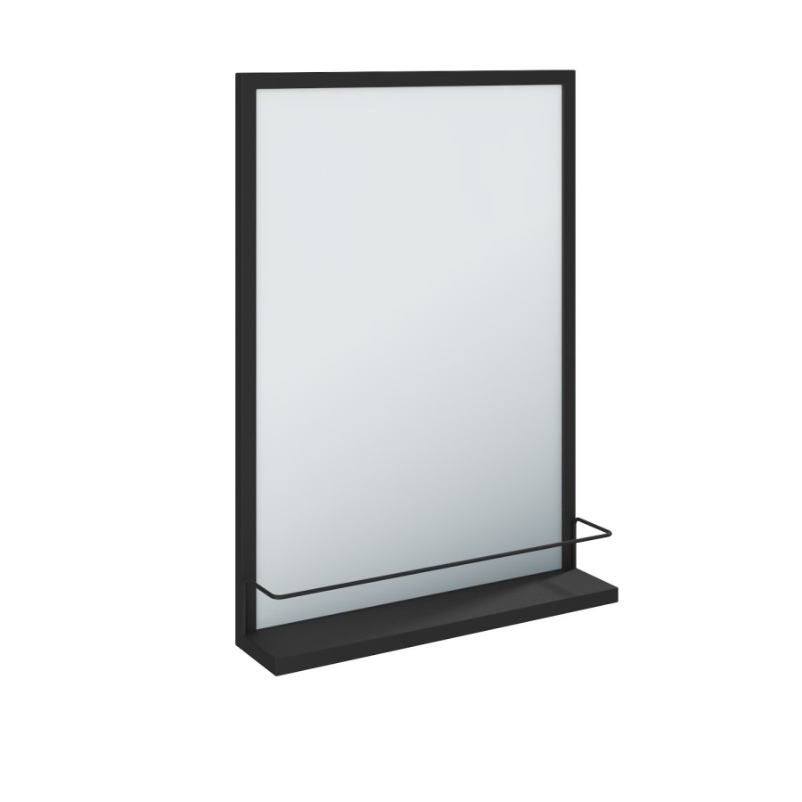 Rectangular Black Mirror with Shelf - 50 x 70cm - Iona