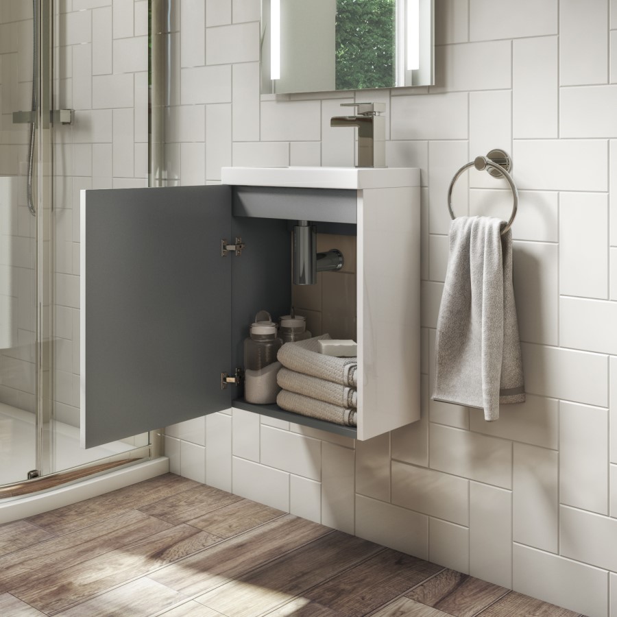 Grade A2 - 400mm White Wall Hung Cloakroom Vanity Unit with Basin - Ashford