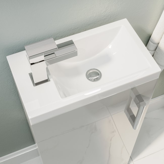 400mm Grey Cloakroom Freestanding Vanity Unit with Basin and Chrome Handle - Ashford