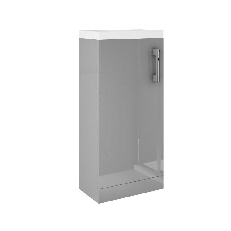 400mm Grey Cloakroom Freestanding Vanity Unit with Basin and Chrome Handle - Ashford