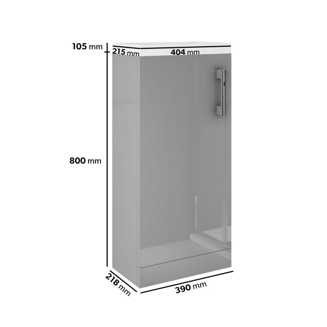 400mm Grey Cloakroom Freestanding Vanity Unit with Basin and Chrome Handle - Ashford