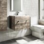 600mm Wood Effect Wall Hung Vanity Unit with Basin - Ashford