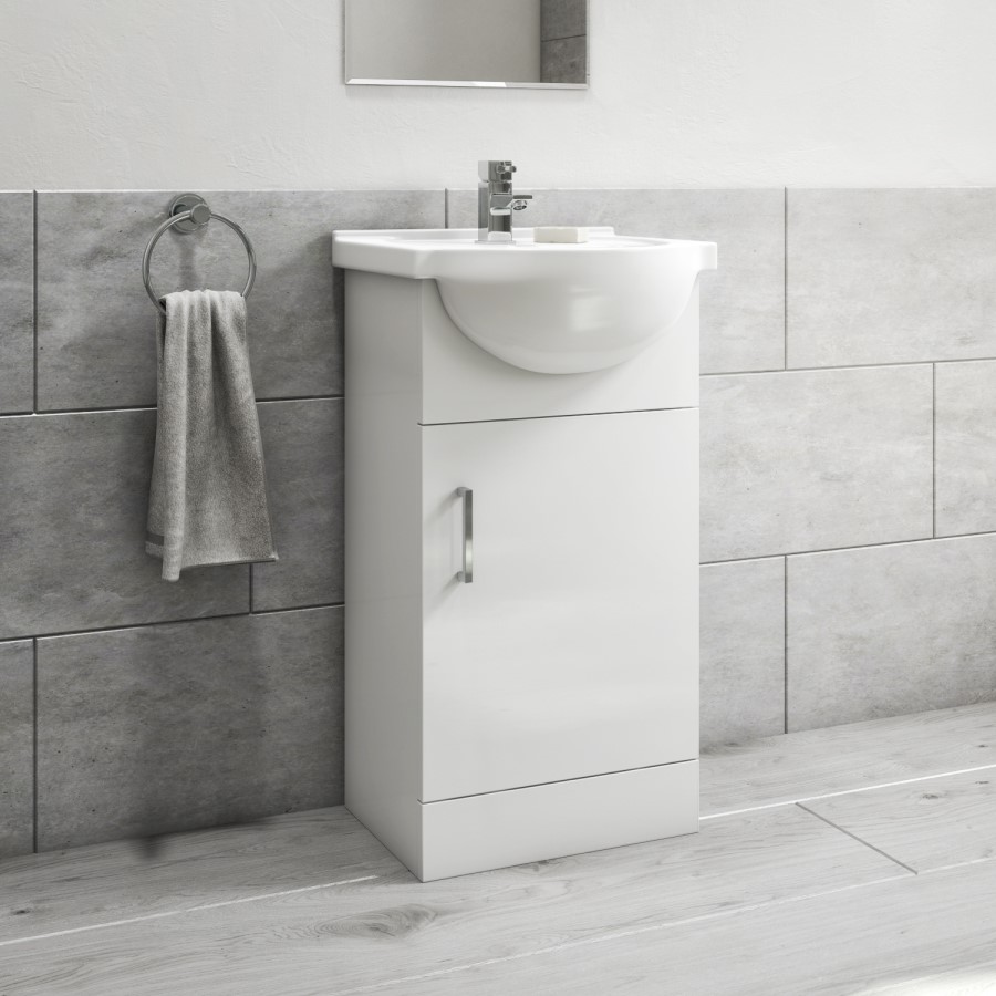 Grade A1 - 465mm White Cloakroom Vanity Unit with Basin - Classic 