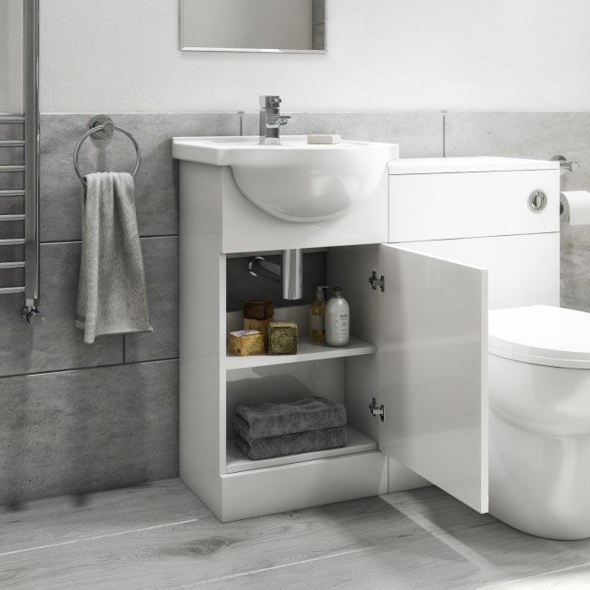 465mm White Cloakroom Vanity Unit with Basin - Classic