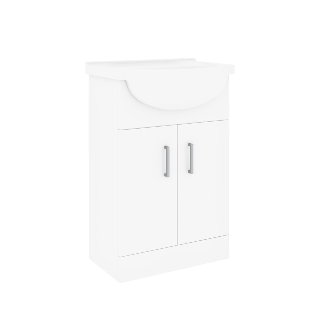 570mm White Freestanding Vanity Unit with Basin - Classic