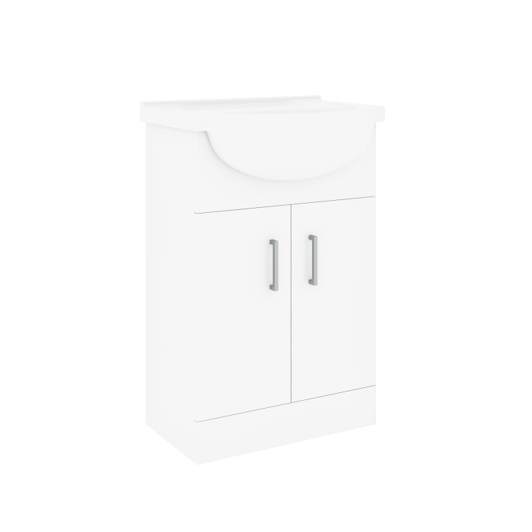 570mm White Freestanding Vanity Unit with Basin - Classic