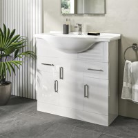 850mm White Freestanding Vanity Unit with Basin - Classic