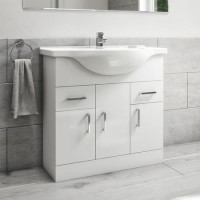 Grade A1 - 850mm White Freestanding Vanity Unit with Basin - Classic