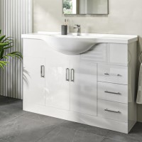 1200mm White Freestanding Vanity Unit with Basin - Classic