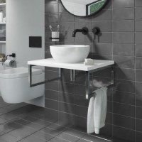 600mm White Countertop Basin Shelf with Round Basin - Lund