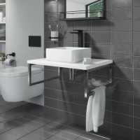 600mm White Countertop Basin Shelf with Square Basin - Lund