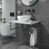 600mm Marble Effect Countertop Basin Shelf with Round Basin - Lund