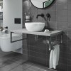 800mm Concrete Effect Countertop Basin Shelf with Round Basin - Lund
