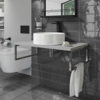 800mm Concrete Effect Countertop Basin Shelf with Basin - Lund