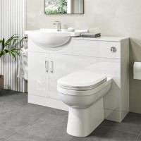 1150mm White Toilet and Sink Unit with Round Toilet - Classic