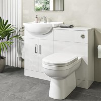 1100mm White Toilet and Sink Unit with Round Toilet - Classic