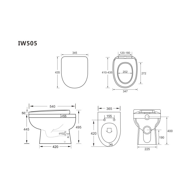 1100mm White Toilet and Sink Unit with Round Toilet - Classic