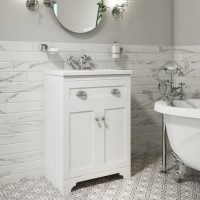 Grade A1 - 600mm White Freestanding Vanity Unit with Basin - Baxenden