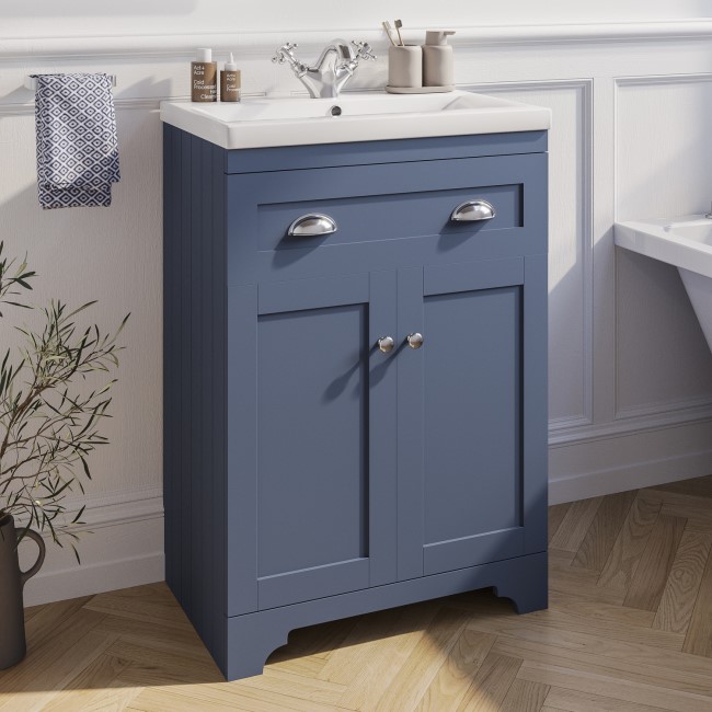 600mm Blue Freestanding Vanity Unit with Basin - Baxenden