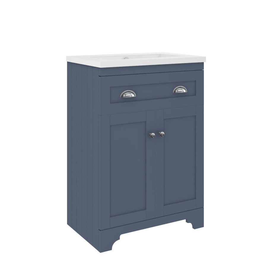 Grade A1 - 600mm Blue Freestanding Vanity Unit with Basin - Baxenden