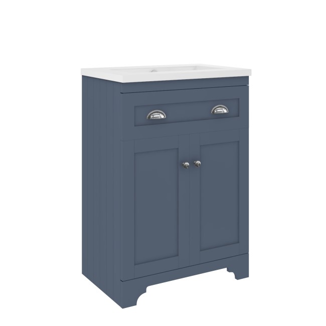 600mm Blue Freestanding Vanity Unit with Basin - Baxenden