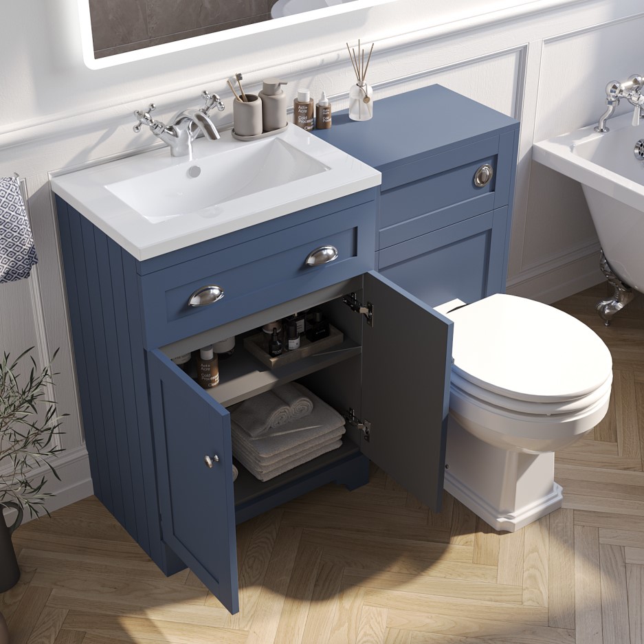 Toilet and Basin Combination Unit - Traditional Toilet - Blue ...