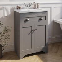 600mm Grey Freestanding Vanity Unit with Basin - Baxenden