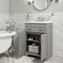 Grade A2 - 600mm Grey Freestanding Vanity Unit with Basin - Baxenden