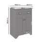 Grade A2 - 600mm Grey Freestanding Vanity Unit with Basin - Baxenden